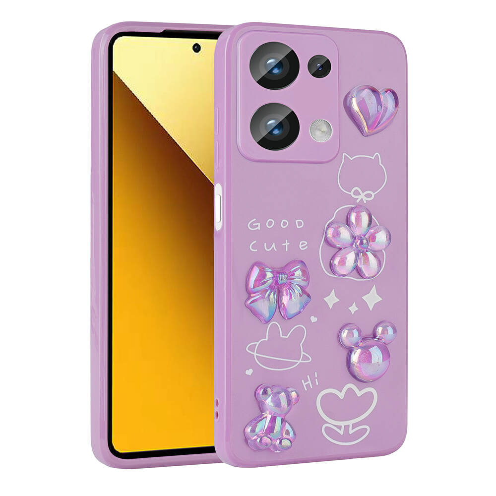 Xiaomi Redmi Note 13 Pro 4G Uyumlu Kılıf Kabartma Figürlü Parlak Zore Toys Silikon Kapak