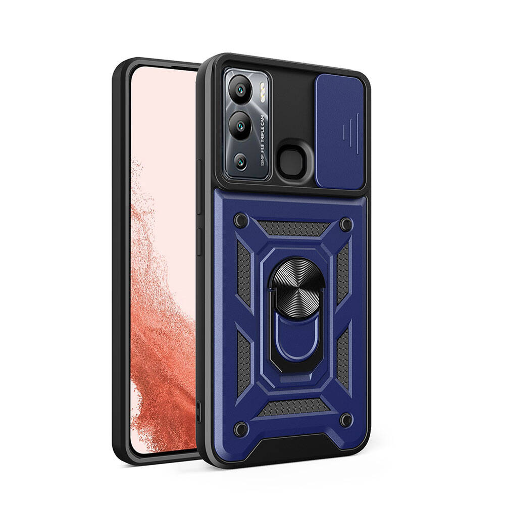 Infinix Hot 20i Uyumlu Kılıf Magnetik Standlı Kamera Korumalı Zore Sürgülü Vega Kapak