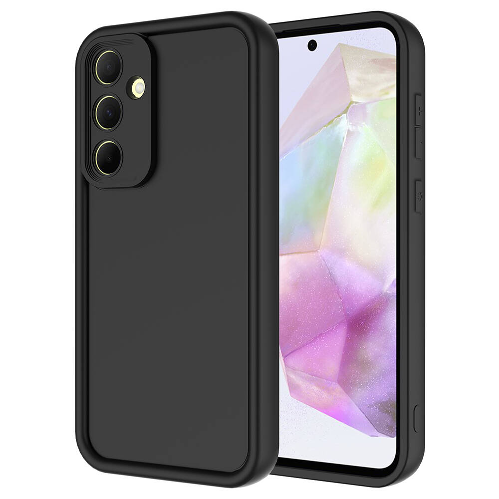 [RNZ-TA104178] Samsung Galaxy A35 Uyumlu Kılıf Kamera Korumalı Zore Ananas Kapak (Siyah)