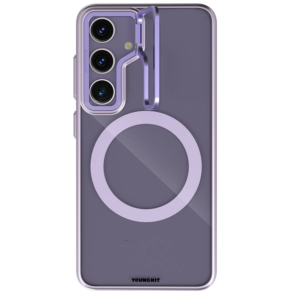 Samsung Galaxy S24 Plus Uyumlu Kılıf M-safe Şarj Özellikli Sararma Önleyici Youngkit Crystal Grid Kapak