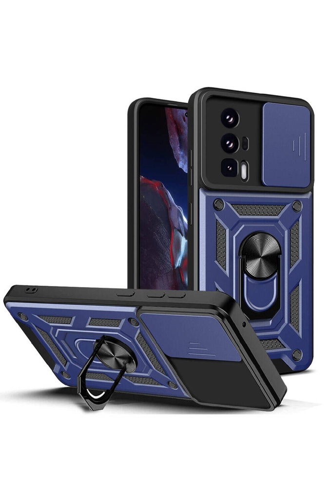 Xiaomi Poco F5 Pro Uyumlu Kılıf Magnetik Standlı Kamera Korumalı Zore Sürgülü Vega Kapak