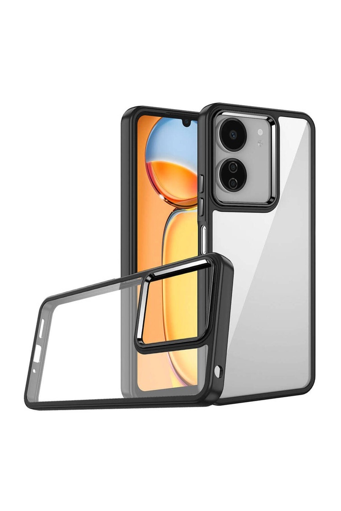 [RNZ-TA104717] Xiaomi Redmi 13C Uyumlu Kılıf Zore Flora Kapak (Siyah)