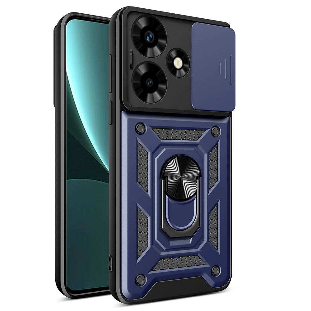 Infinix Hot 30 Uyumlu Kılıf Magnetik Standlı Kamera Korumalı Zore Sürgülü Vega Kapak