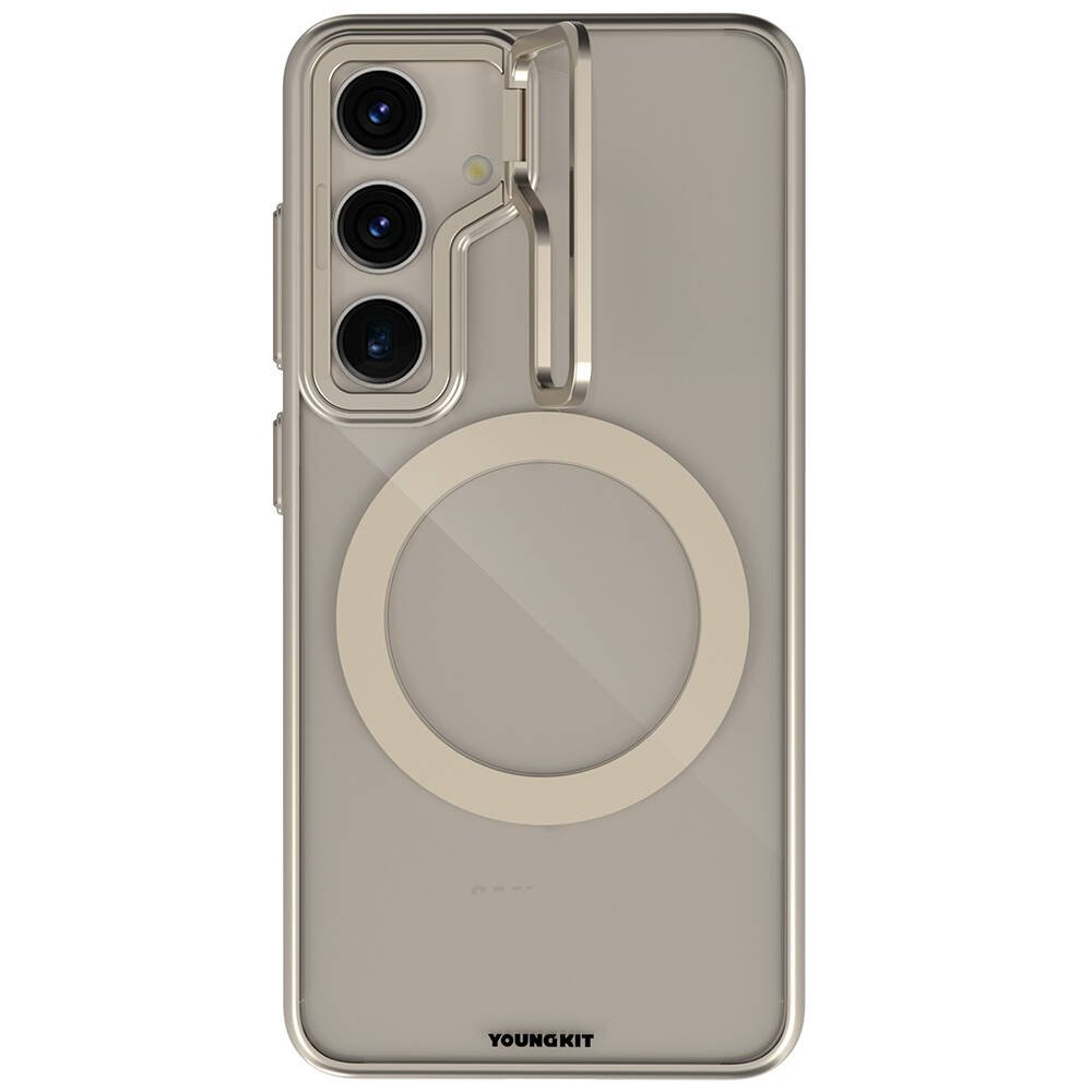 Samsung Galaxy S24 Uyumlu Kılıf M-safe Şarj Özellikli Sararma Önleyici Youngkit Crystal Grid Kapak