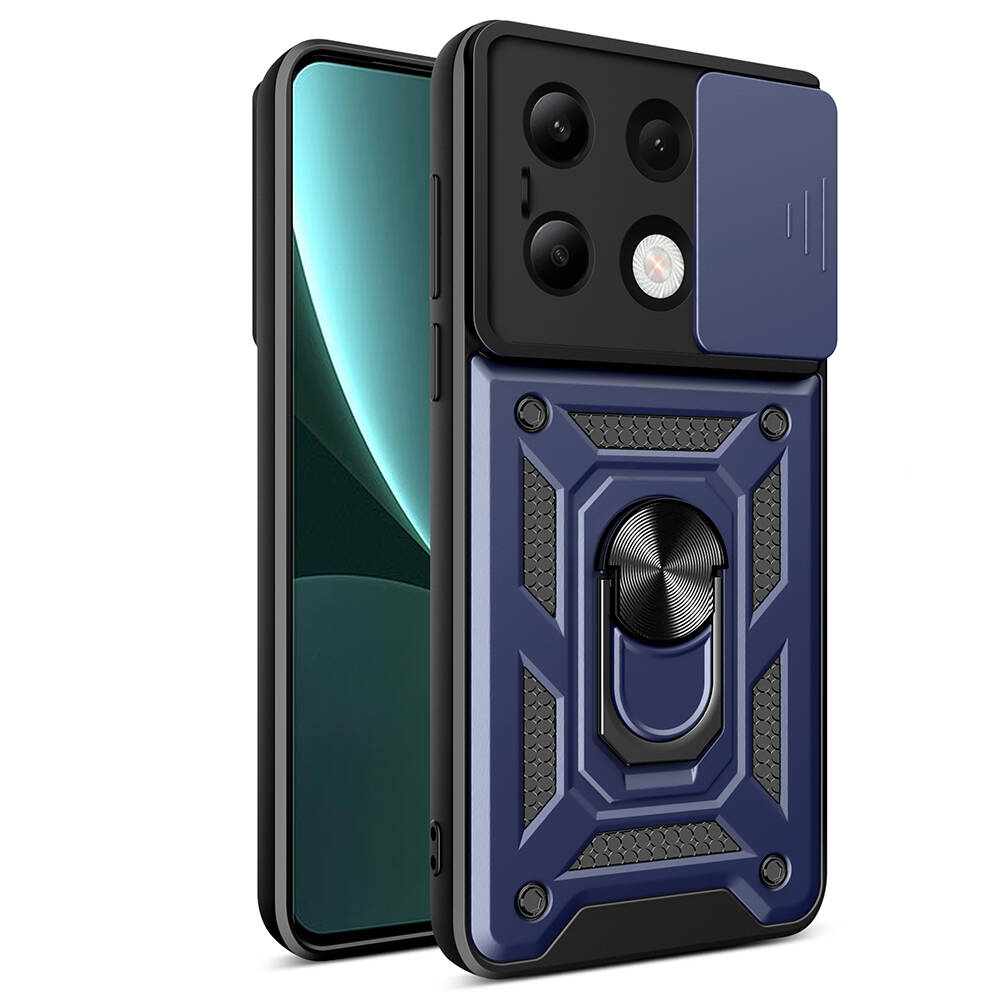 Xiaomi Redmi Note 13 4G Uyumlu Kılıf Magnetik Standlı Kamera Korumalı Zore Sürgülü Vega Kapak