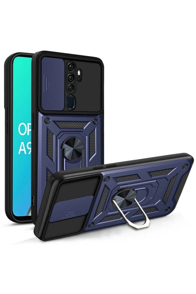 Oppo A5 2020 Uyumlu Kılıf Magnetik Standlı Kamera Korumalı Zore Sürgülü Vega Kapak