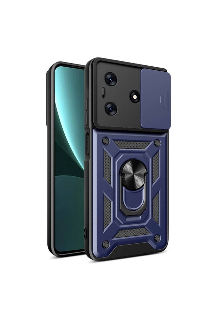 Tecno Spark 10 4G Uyumlu Kılıf Magnetik Standlı Kamera Korumalı Zore Sürgülü Vega Kapak