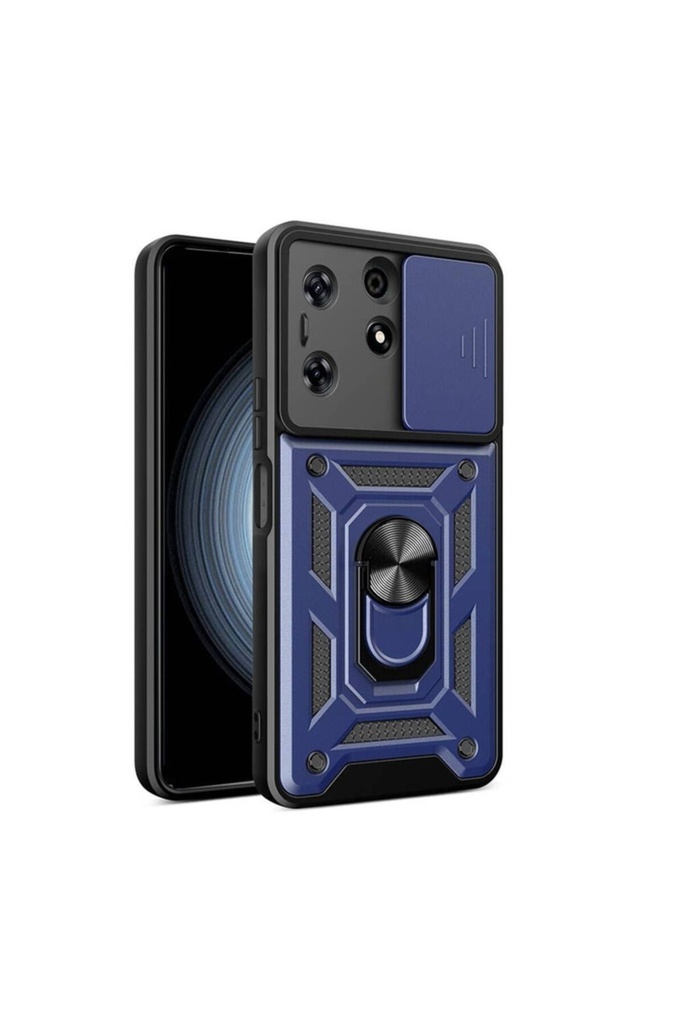 Tecno Spark 10 Pro Uyumlu Kılıf Magnetik Standlı Kamera Korumalı Zore Sürgülü Vega Kapak