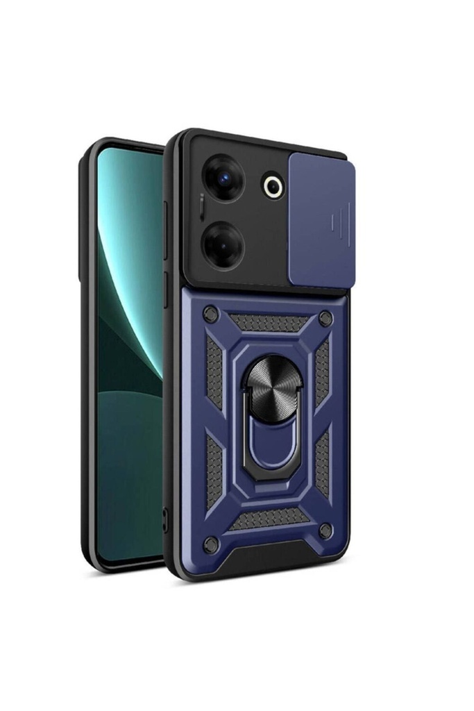 Tecno Camon 20 Uyumlu Kılıf Magnetik Standlı Kamera Korumalı Zore Sürgülü Vega Kapak