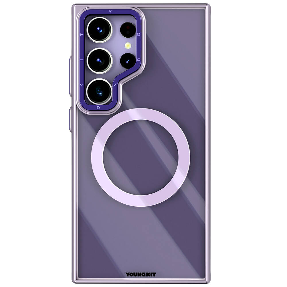 Samsung Galaxy S24 Ultra Uyumlu Kılıf M-safe Şarj Özellikli Sararma Önleyici Youngkit Crystal Grid Kapak