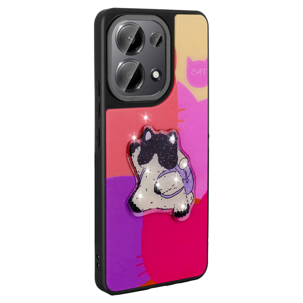Xiaomi Redmi Note 13 Pro 4G Uyumlu Kılıf Parlayan Kabartmalı İkonik Figürlü Zore Amas Silikon Kapak