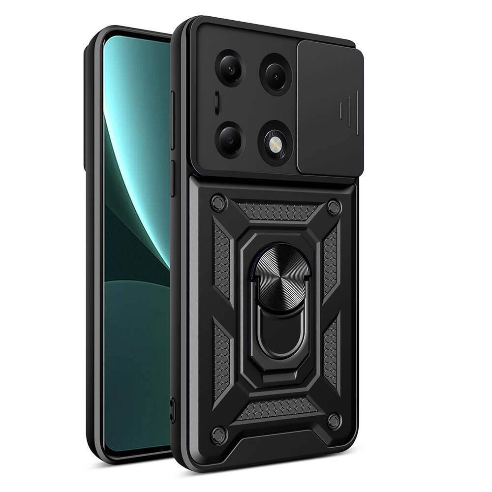 Xiaomi Redmi Note 13 Pro 4G Uyumlu Kılıf Magnetik Standlı Kamera Korumalı Zore Sürgülü Vega Kapak