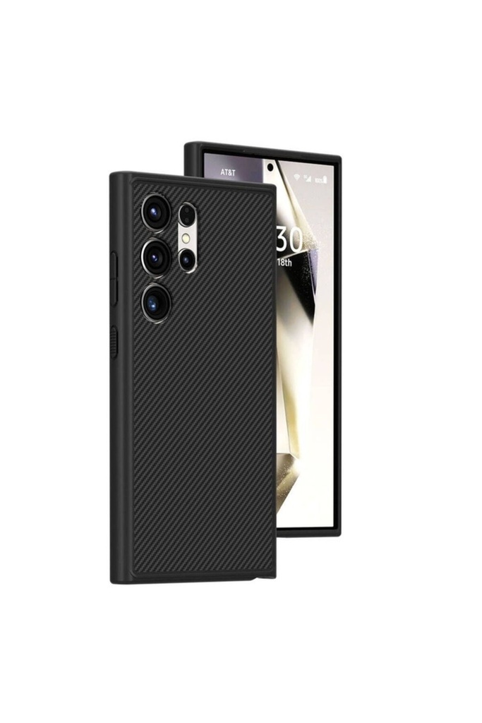 [RNZ-TA104984] Samsung Galaxy S24 Ultra Uyumlu Kılıf M-safe Şarj Özellikli Karbon Fiber Görünümlü Zore T-Karbon Kapak (Siyah)