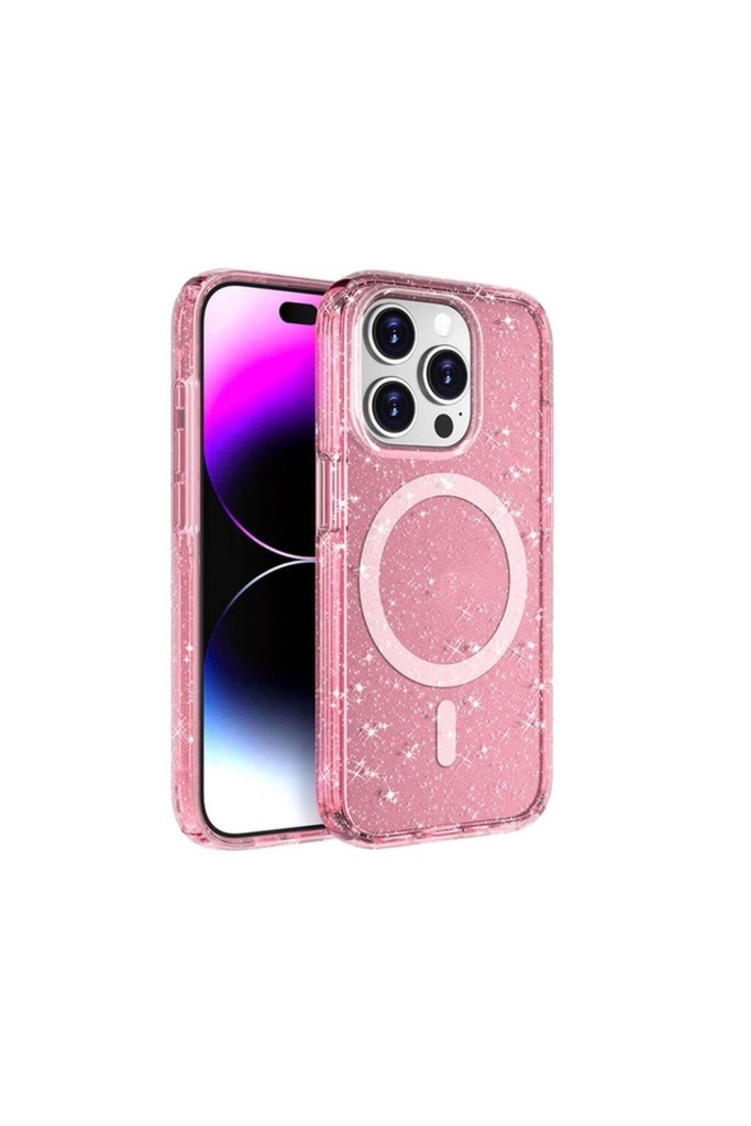Apple iPhone 15 Pro Uyumlu Kılıf M-safe Şarj Özellikli Parlayan Simli Saydam Renkli Zore Allstar Kapak