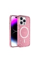 Apple iPhone 15 Pro Uyumlu Kılıf M-safe Şarj Özellikli Parlayan Simli Saydam Renkli Zore Allstar Kapak