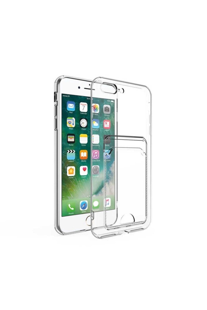 Apple iPhone SE 2020 Uyumlu Kılıf Kartlıklı Şeffaf Zore Setra Clear Silikon Kapak