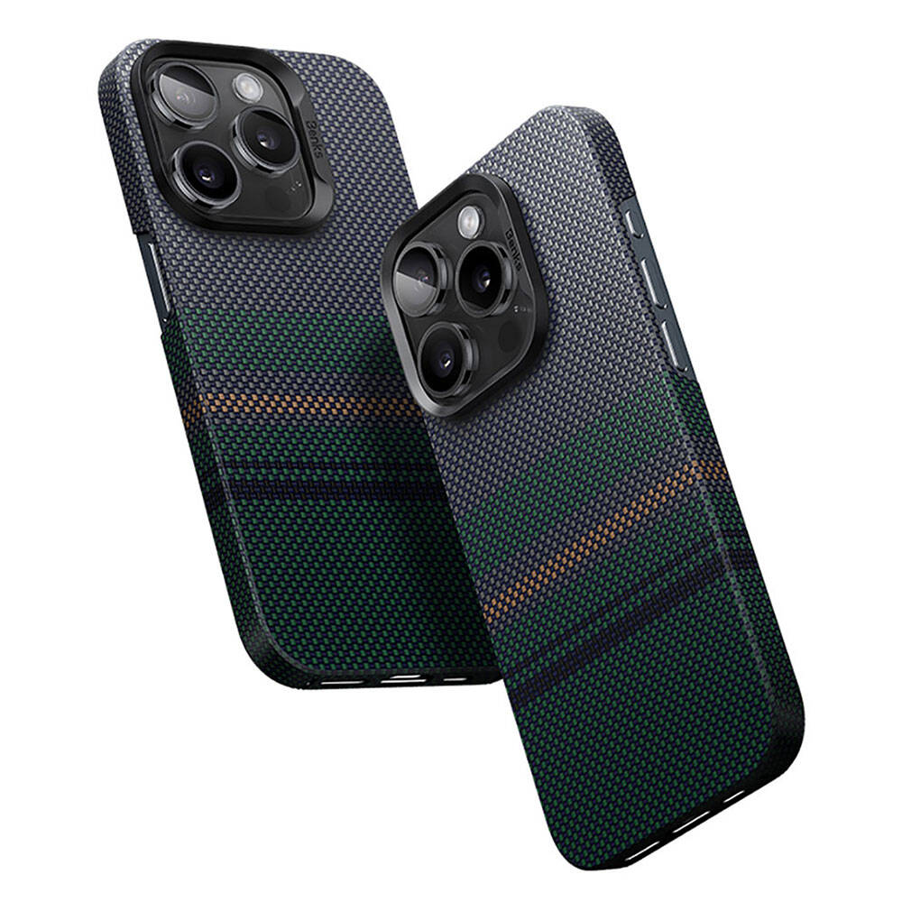 [RNZ-TA105636] Apple iPhone 15 Pro Uyumlu Kılıf M-safe Şarj Özellikli Karbon Fiber Tasarımlı Benks Aurora ArmorAir Kevlar Kapak