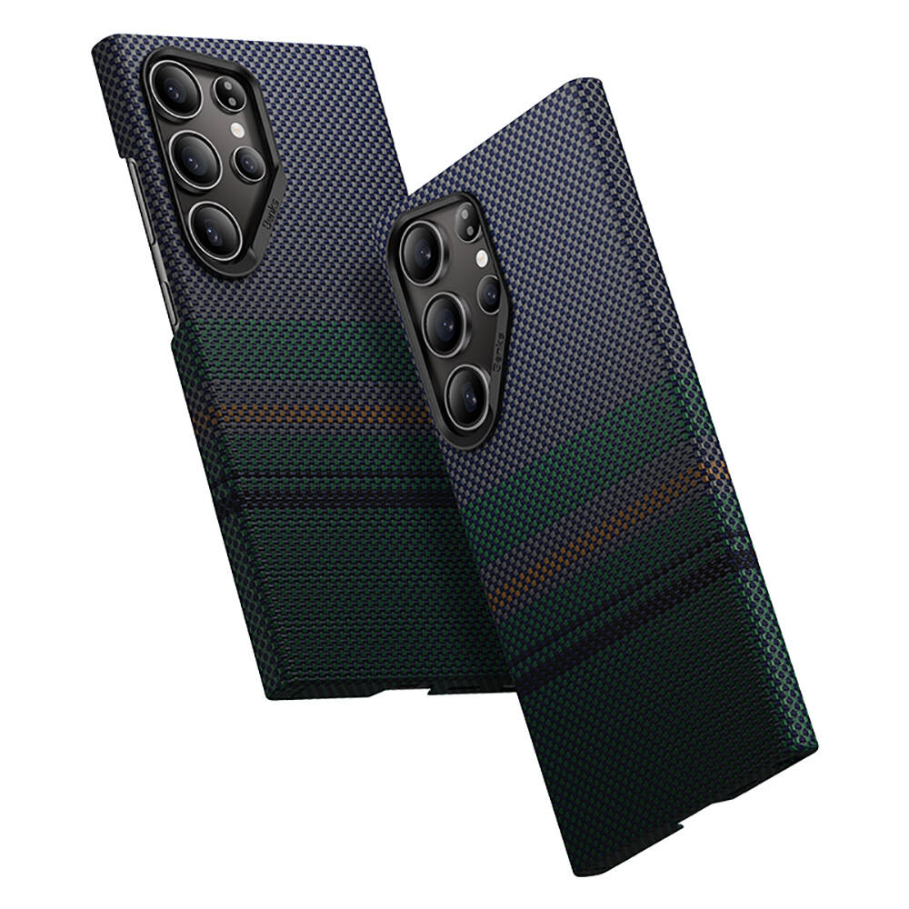 [RNZ-TA105638] Samsung Galaxy S24 Ultra Uyumlu Kılıf M-safe Şarj Özellikli Karbon Fiber Tasarımlı Benks Aurora ArmorAir Kevlar Kapak