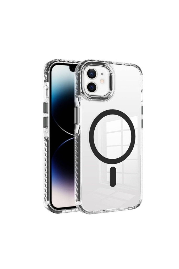 [RNZ-TA105546] Apple iPhone 11 Uyumlu Kılıf M-safe Şarj Özellikli Airbagli Takılabilir Askı Aparatlı Zore Nana Kapak (Siyah)