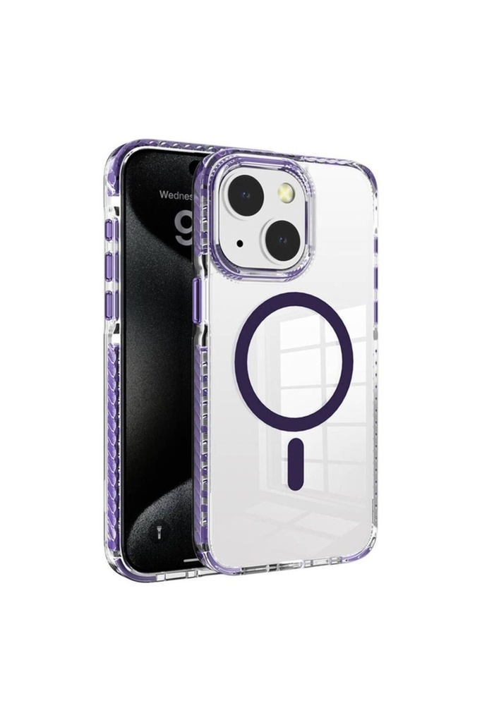 Apple iPhone 15 Uyumlu Kılıf M-safe Şarj Özellikli Airbagli Takılabilir Askı Aparatlı Zore Nana Kapak