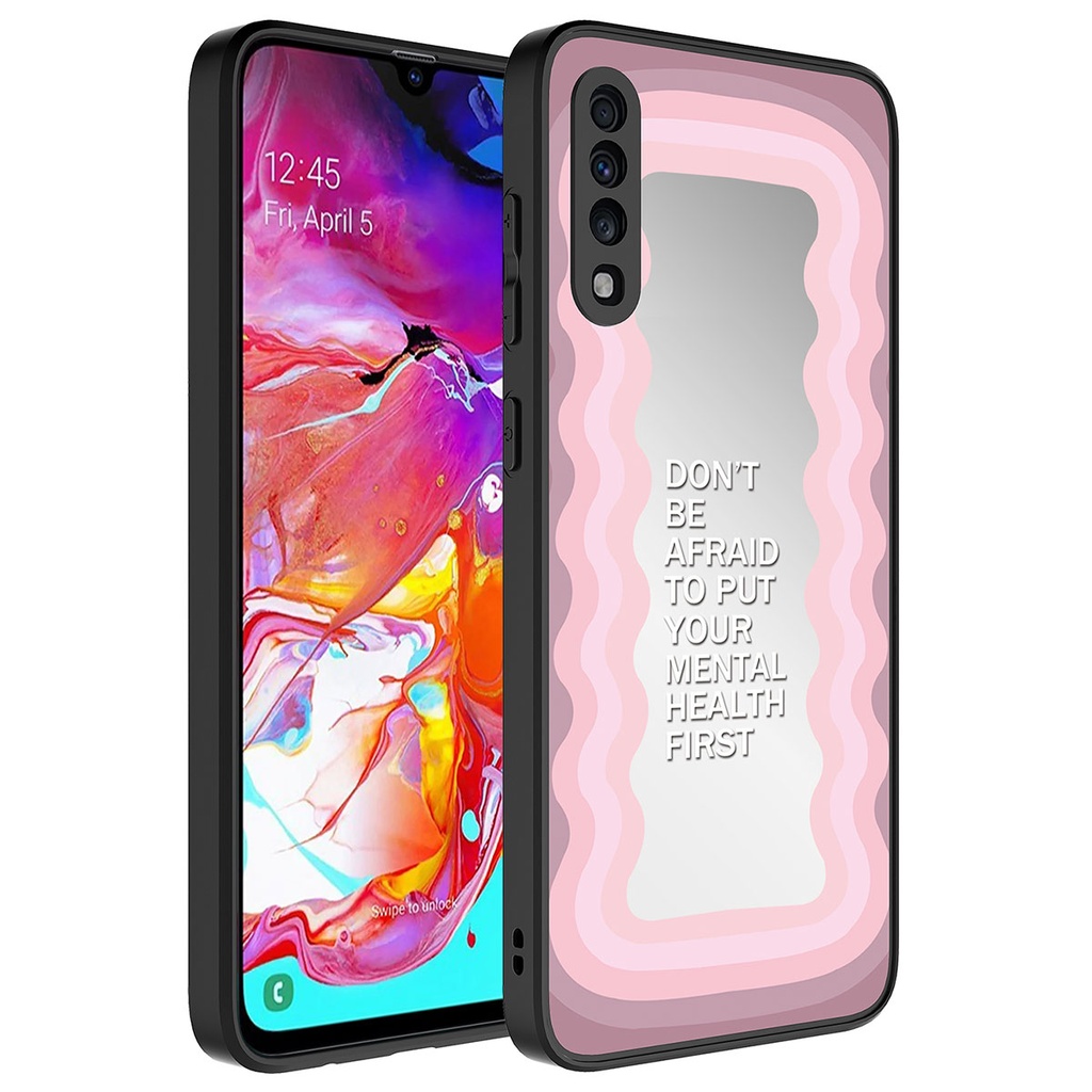 Samsung Galaxy A50 Uyumlu Kılıf Aynalı Desenli Kamera Korumalı Parlak Zore Mirror Kapak