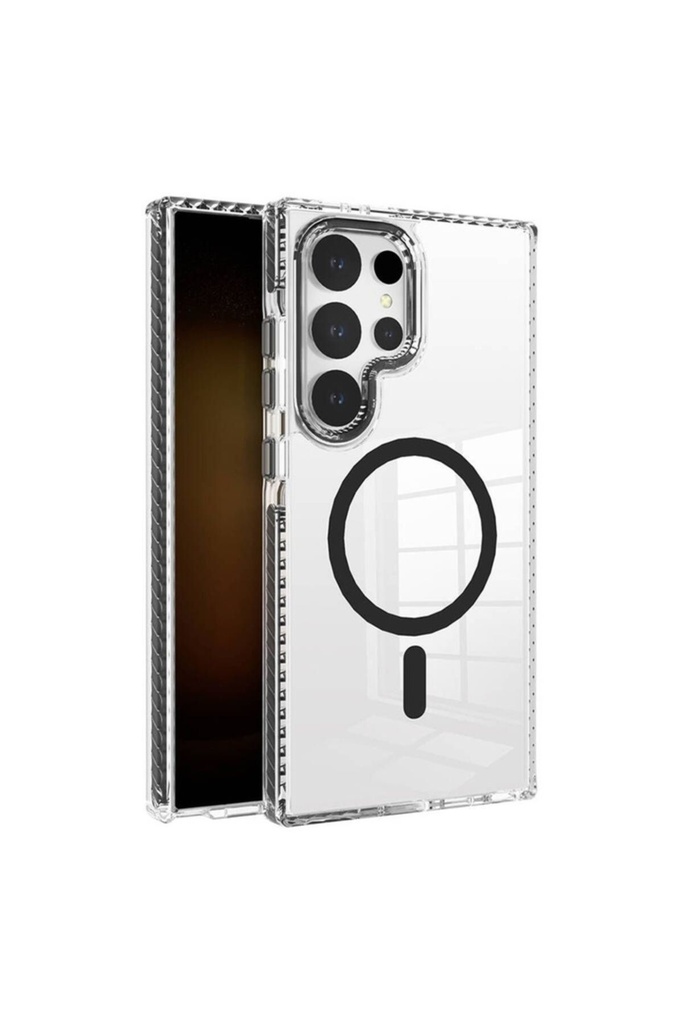 Samsung Galaxy S24 Ultra Uyumlu Kılıf M-safe Şarj Özellikli Airbagli Takılabilir Askı Aparatlı Zore Nana Kapak