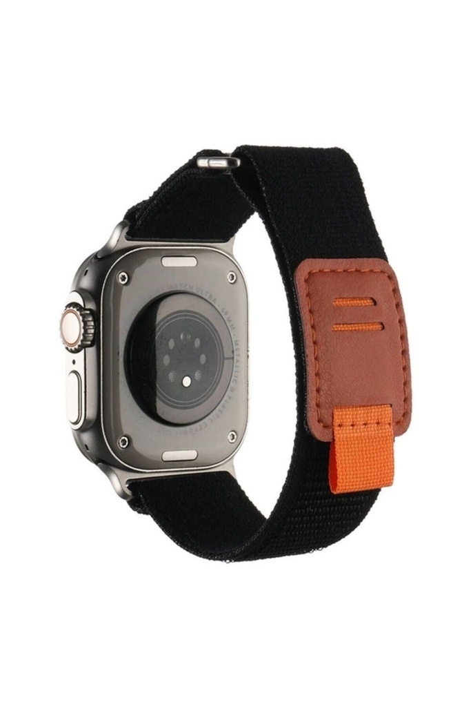 [RNZ-TA104554] Apple Watch Ultra 49mm Uyumlu Hasır Kordon Zore KRD-106 Strap Kayış (Siyah)