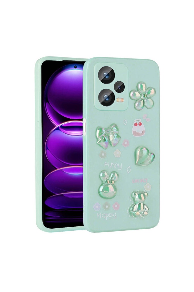 Xiaomi Redmi Note 12 4G Uyumlu Kılıf Kabartma Figürlü Parlak Zore Toys Silikon Kapak