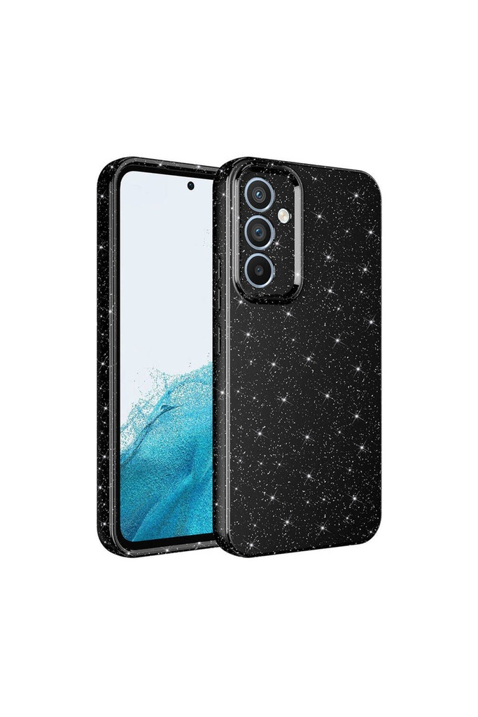 [RNZ-TA105295] Samsung Galaxy S24 Plus Uyumlu Kılıf Kamera Korumalı Simli Lüks Zore Koton Kapak (Siyah)