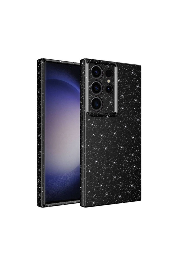 [RNZ-TA105301] Samsung Galaxy S24 Ultra Uyumlu Kılıf Kamera Korumalı Simli Lüks Zore Koton Kapak (Siyah)