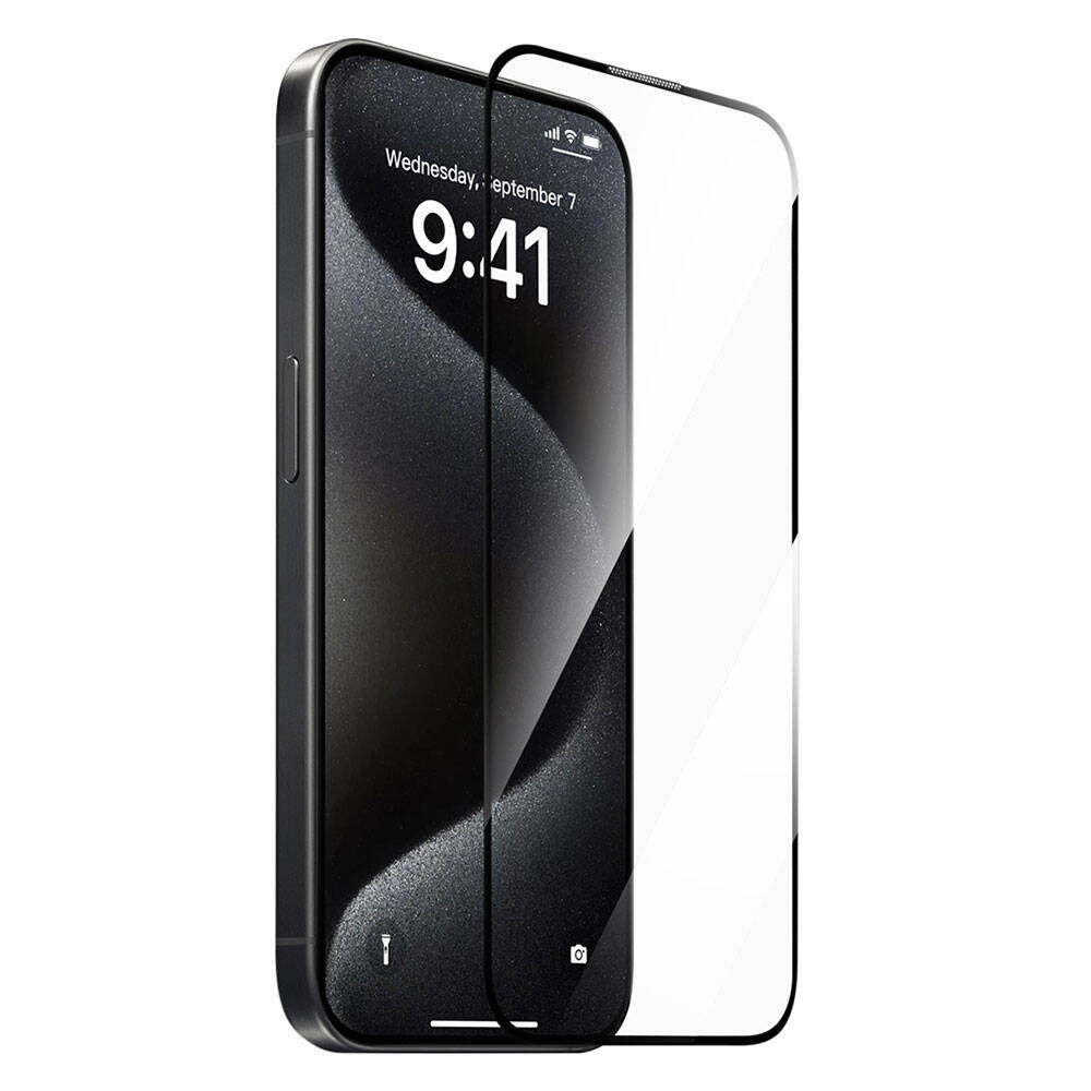 [RNZ-TA105445] Apple iPhone 15 Pro Uyumlu Wiwu GT-009 Polimer Oleofobik Kaplama Şeffaf Pürüzsüz Temperli Cam Ekran Koruyucu