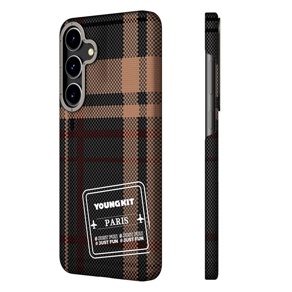 Samsung Galaxy S24 Plus Uyumlu Kılıf Ekose Desenli Youngkit Gezhi Serisi Kapak