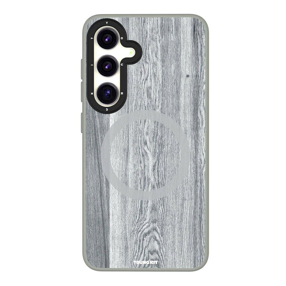 Samsung Galaxy S24 Uyumlu Kılıf M-safe Şarj Özellikli Sararmaya Dayanıklı Youngkit Wood Forest Serisi Kapak