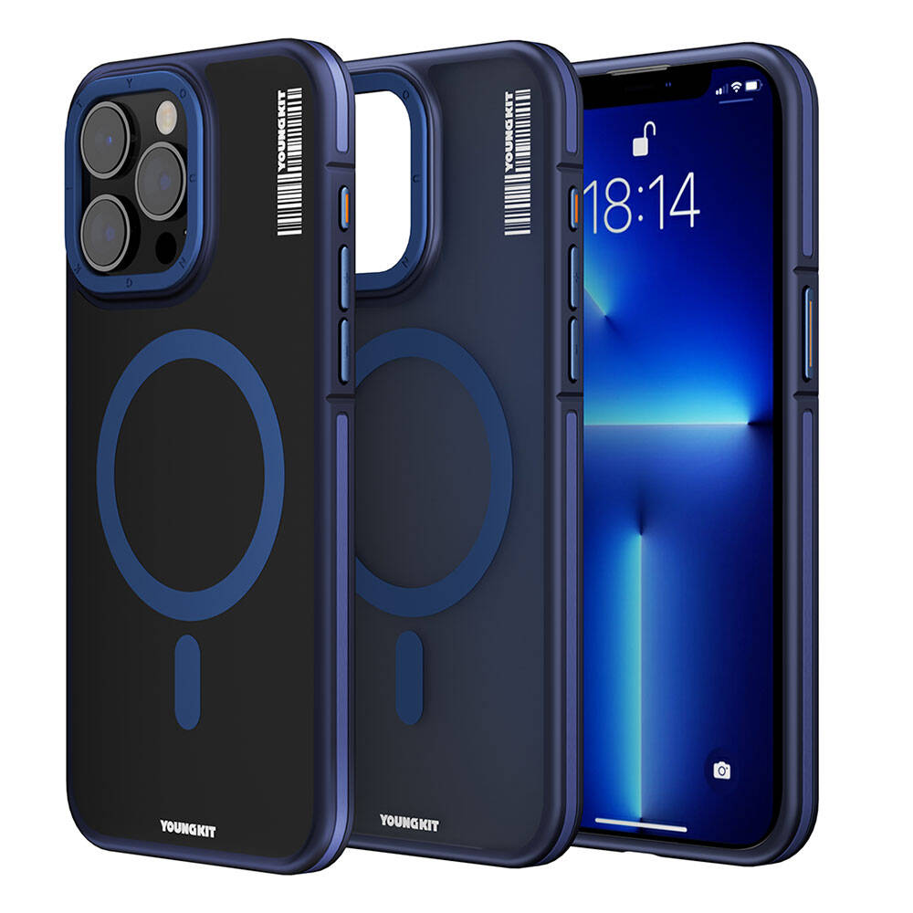 Apple iPhone 13 Pro Max Uyumlu Kılıf M-safe Şarj Özellikli Youngkit Rock Sand Serisi Kapak