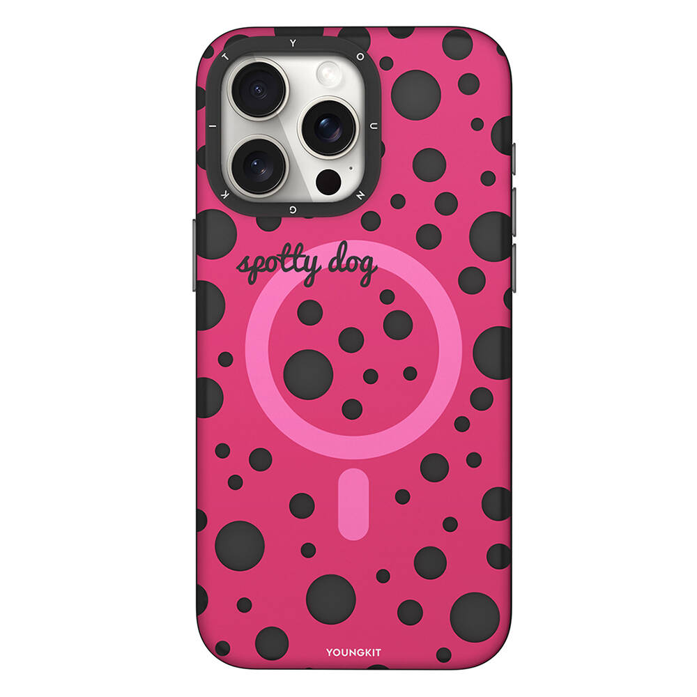Apple iPhone 14 Pro Max Uyumlu Kılıf M-safe Şarj Özellikli Polka Dot Desenli Youngkit Spots Serisi Kapak