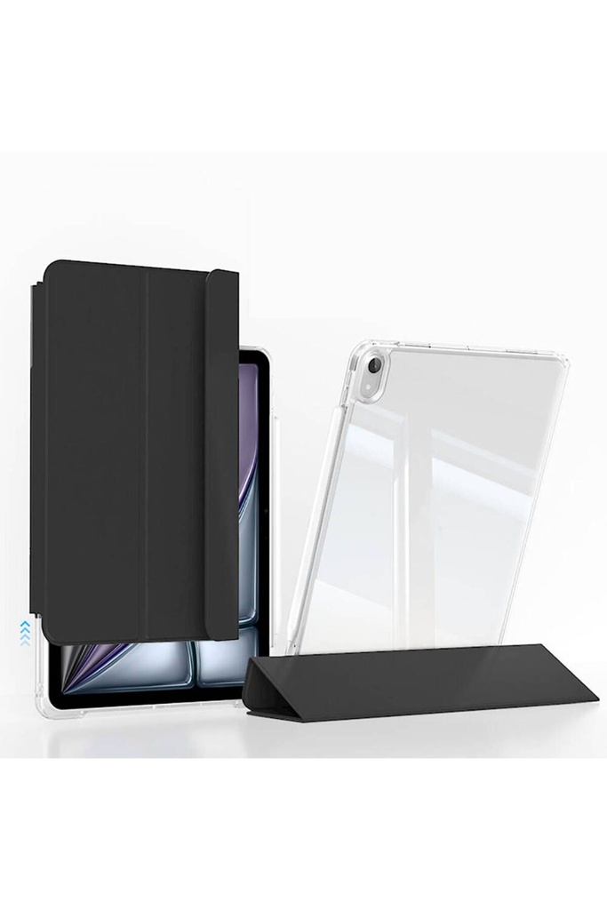 [RNZ-TA105916] ​Apple iPad Air 13 2024 Uyumlu Kılıf Magnetik Ayrılabilen Airbagli Zore Sliding Tablet Kılıfı (Siyah)