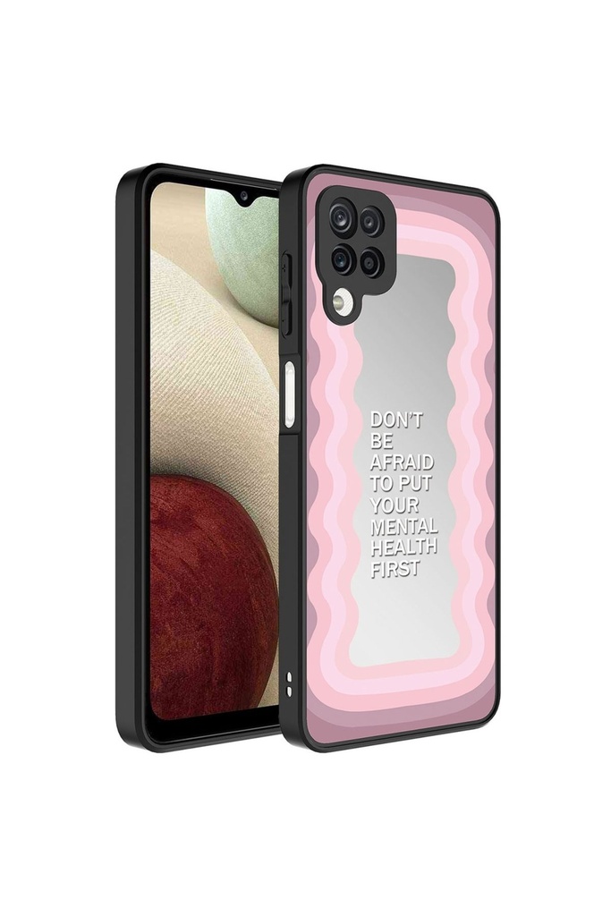 Samsung Galaxy A12 Uyumlu Kılıf Aynalı Desenli Kamera Korumalı Parlak Zore Mirror Kapak