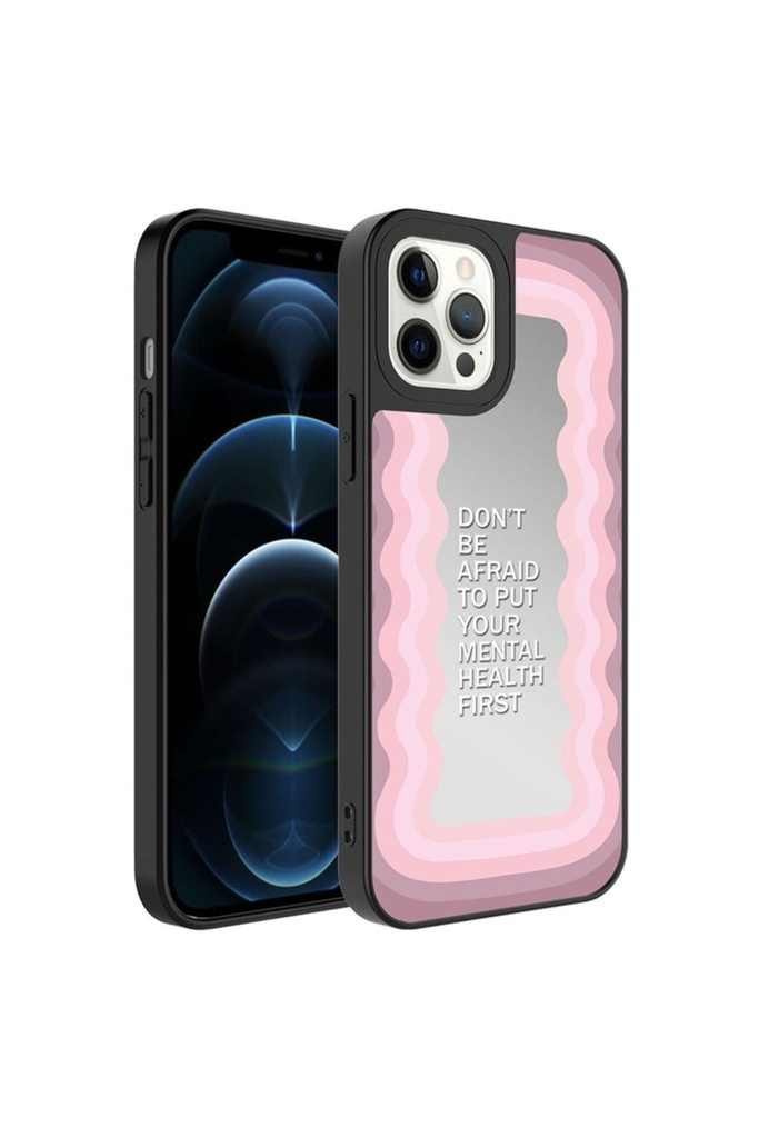 Apple iPhone 12 Pro Uyumlu Kılıf Aynalı Desenli Kamera Korumalı Parlak Zore Mirror Kapak