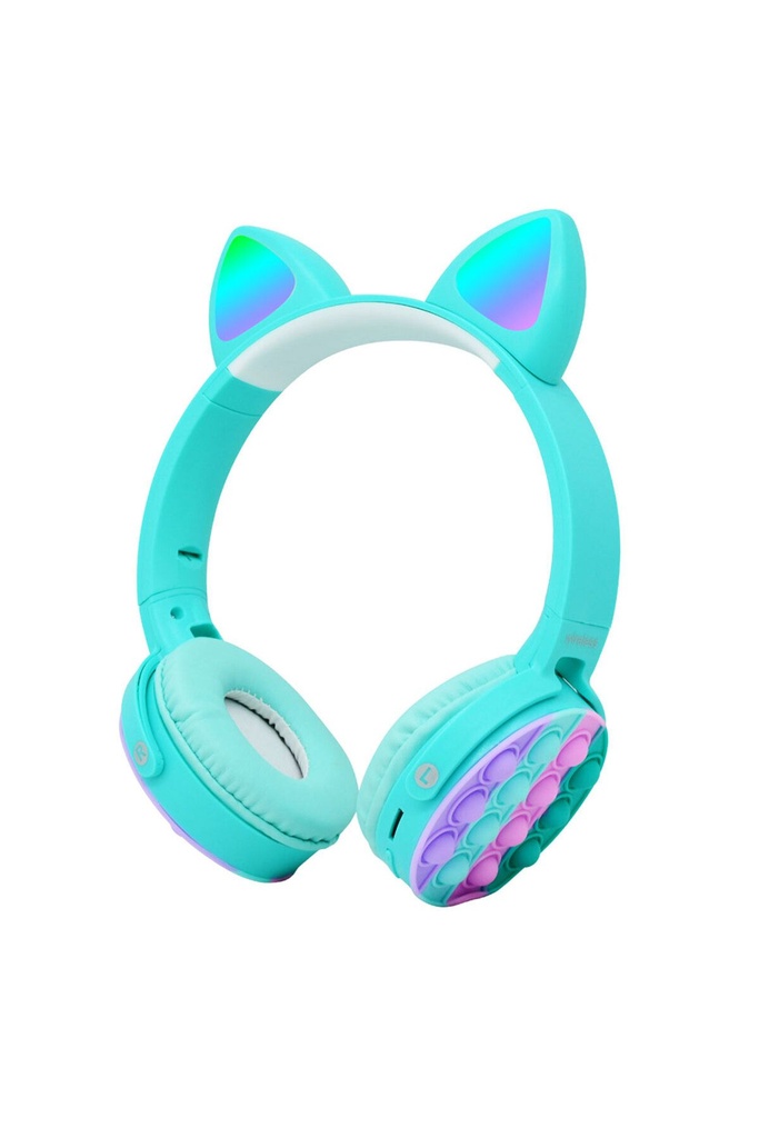 Zore CXT-950 RGB Led Işıklı Kedi Kulağı Band Tasarımı Ayarlanabilir Katlanabilir Kulak Üstü Bluetooth Kulaklık