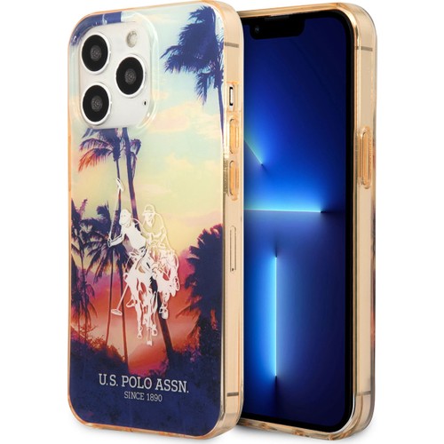 Apple iPhone 14 Pro Uyumlu Kılıf U.S. POLO ASSN. Renkli Ağaç Baskılı Dizayn Kapak