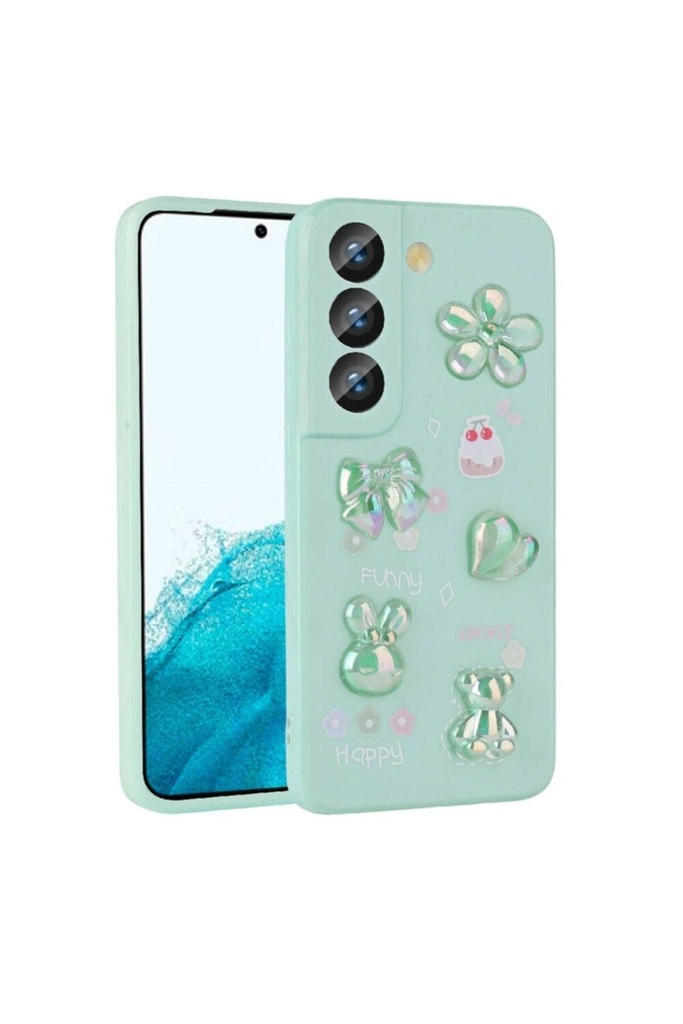 Samsung Galaxy S21 FE Uyumlu Kılıf Kabartma Figürlü Parlak Zore Toys Silikon Kapak