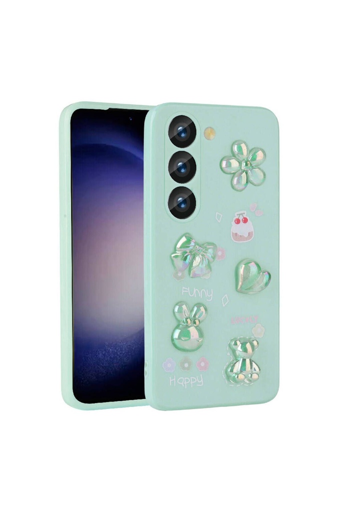 Samsung Galaxy S23 Uyumlu Kılıf Kabartma Figürlü Parlak Zore Toys Silikon Kapak