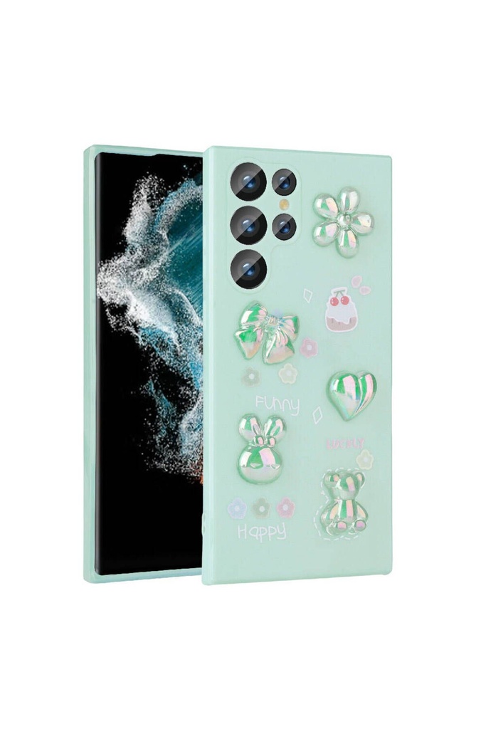 Samsung Galaxy S23 Ultra Uyumlu Kılıf Kabartma Figürlü Parlak Zore Toys Silikon Kapak