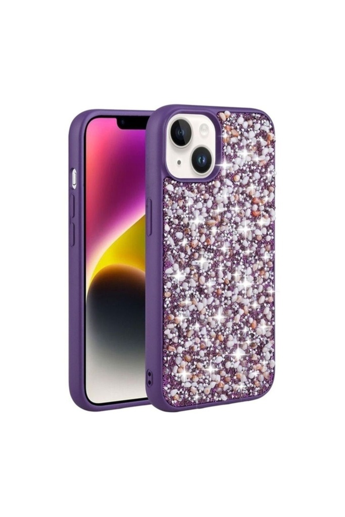 Apple iPhone 13 Uyumlu Kılıf Parlak Taşlı Tasarım Zore Linea Kapak