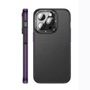 Apple iPhone 14 Pro Max Uyumlu Kılıf Mat Transparan Karbon Fiber Görünümlü Wlons Marin Kapak