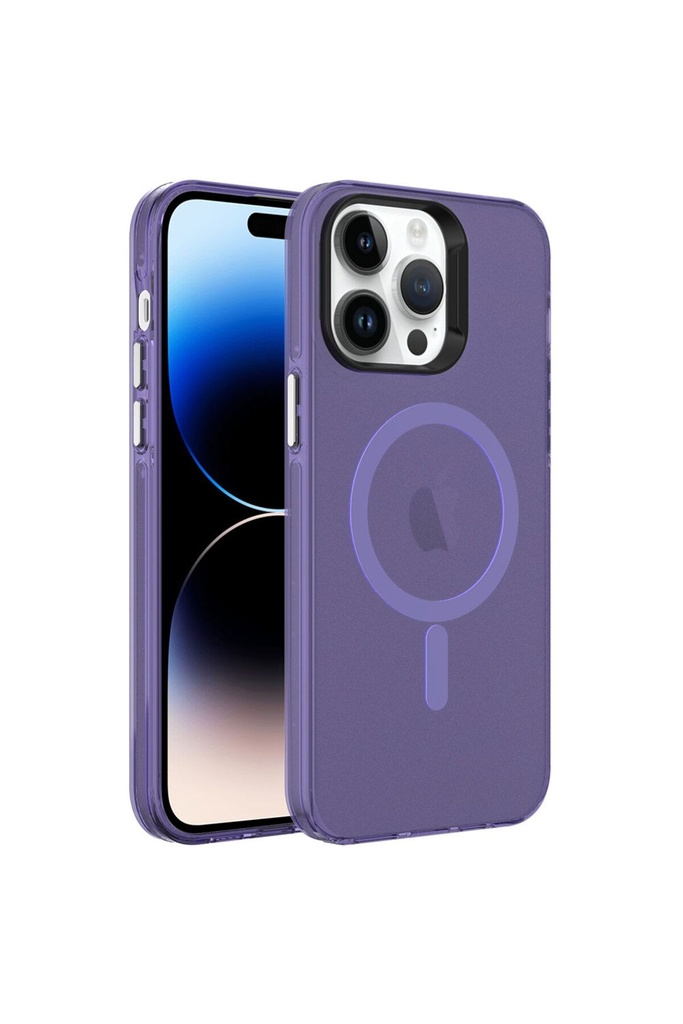 Apple iPhone 14 Pro Max Uyumlu Kılıf Zore M-safe Şarj Özellikli Buzlu Transparan C-Pro Sert Kapak