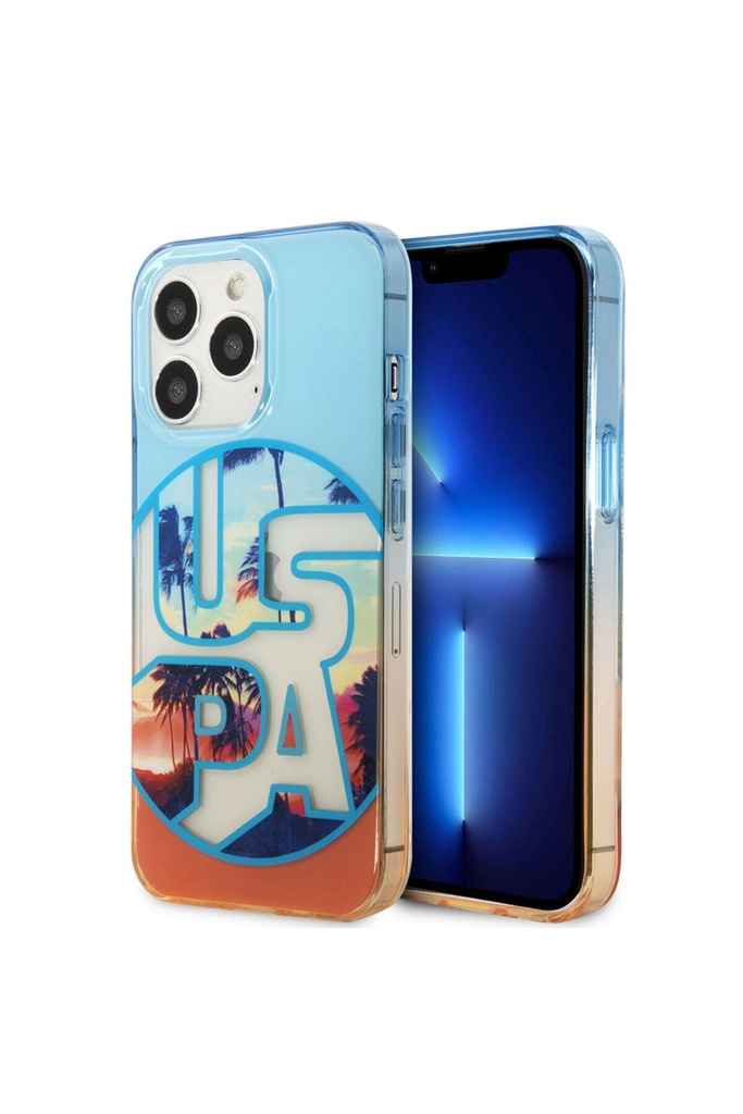 Apple iPhone 14 Pro Uyumlu Kılıf U.S. POLO ASSN. Renkli Yaprak Baskılı Dizayn Kapak