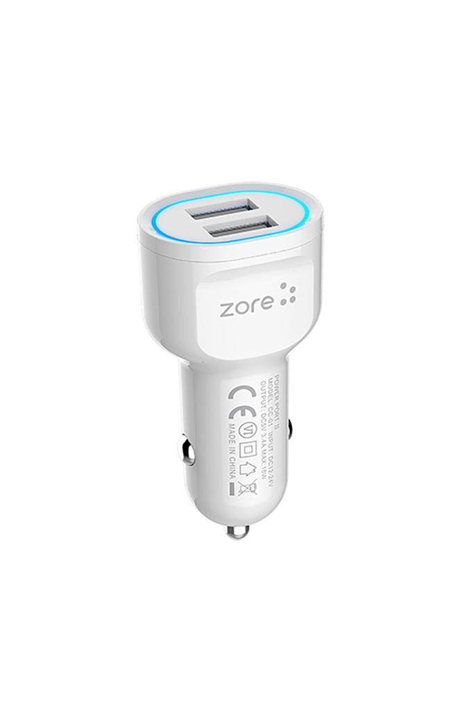 Zore CC-01 Hızlı Şarj Özellikli LED Işıklı Dual USB Araç Şarj Başlığı 18W
