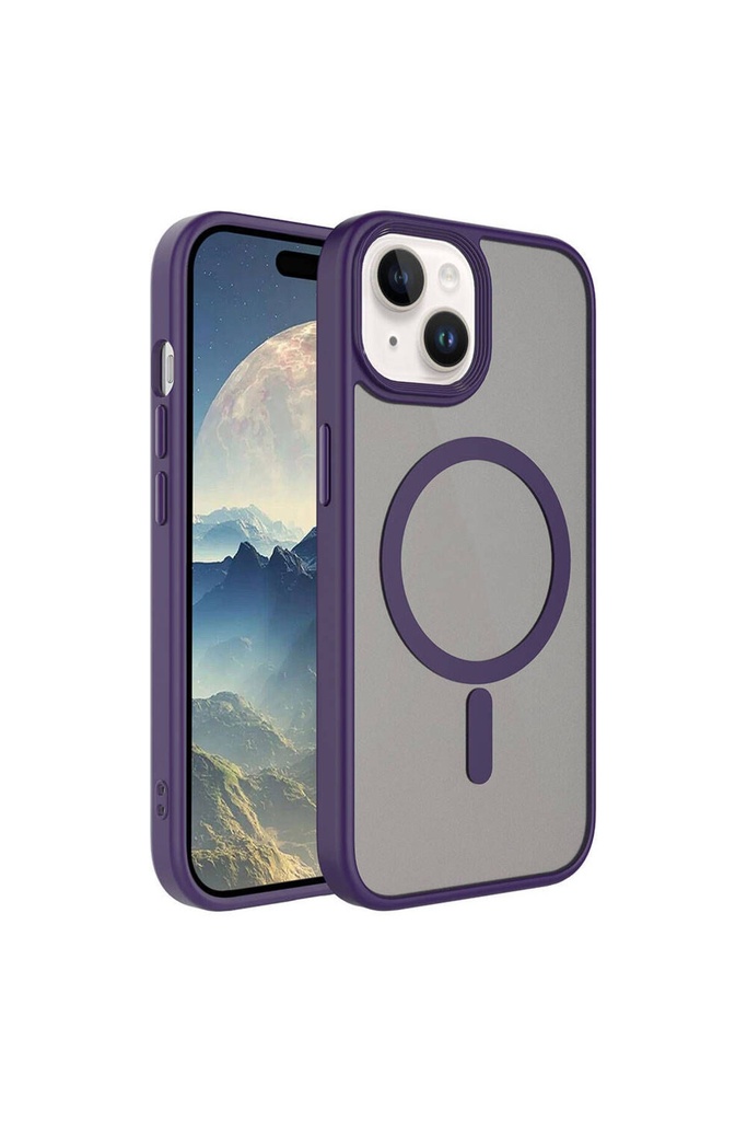 Apple iPhone 15 Plus Uyumlu Kılıf Mat Arka Yüzey Wireless Şarj Özellikli Zore Flet M-safe Kapak