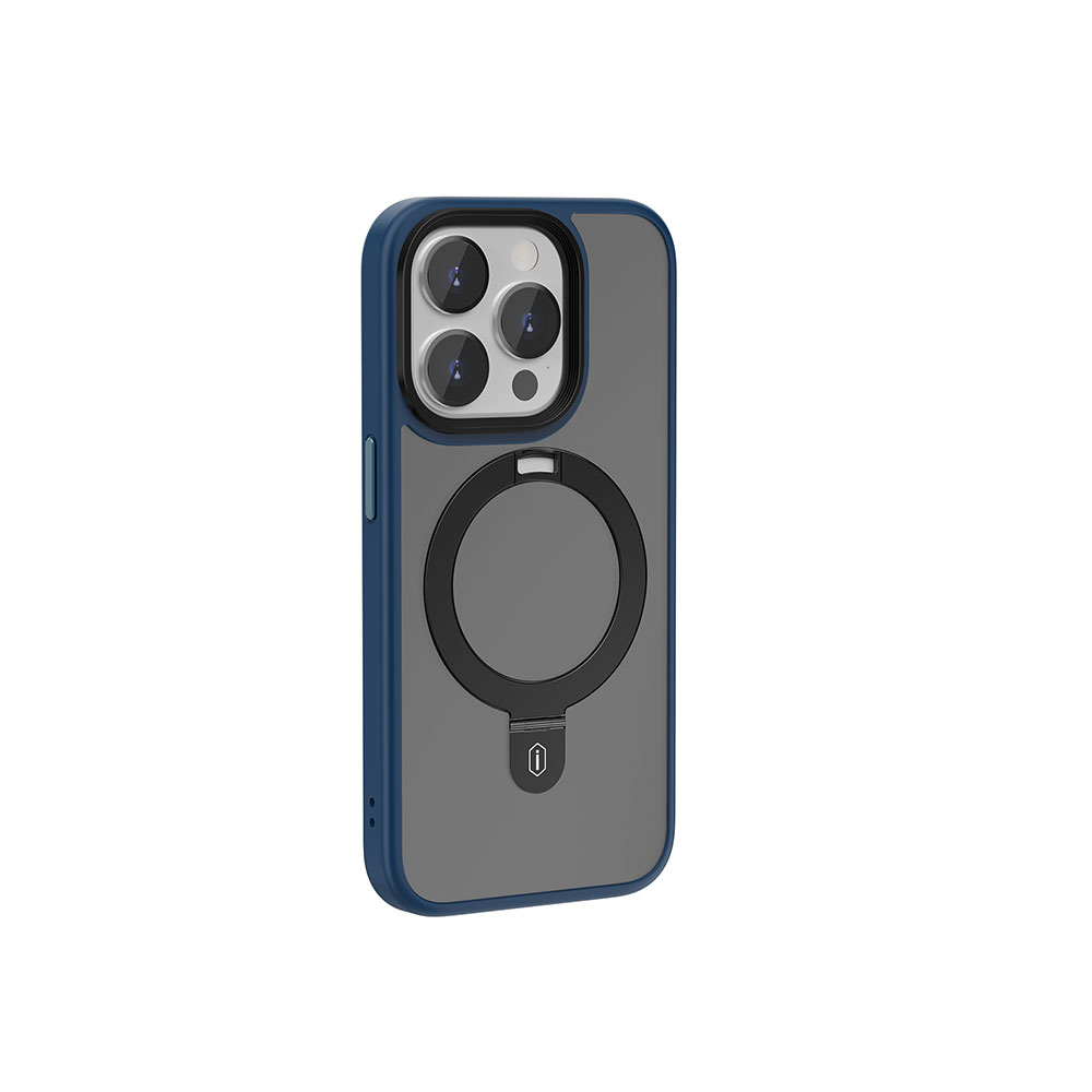 Apple iPhone 15 Pro Max Uyumlu Kılıf Wiwu ZMM-010 M-safe Şarj Özellikli Mat Arka Yüzey Standlı Kapak